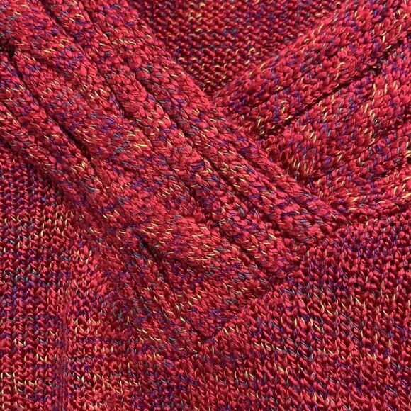 NEW V-Neck Pullover long sleeve Sweater Sienna Maroon Multi color mix Sz L - Picture 7 of 9